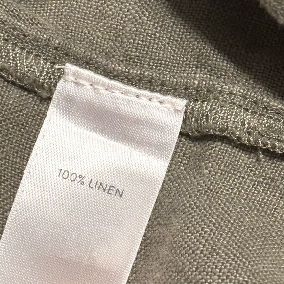 J. Jill Pure Jill L yarn-dyed linen pants olive color stretch waist w pockets - Picture 7 of 9